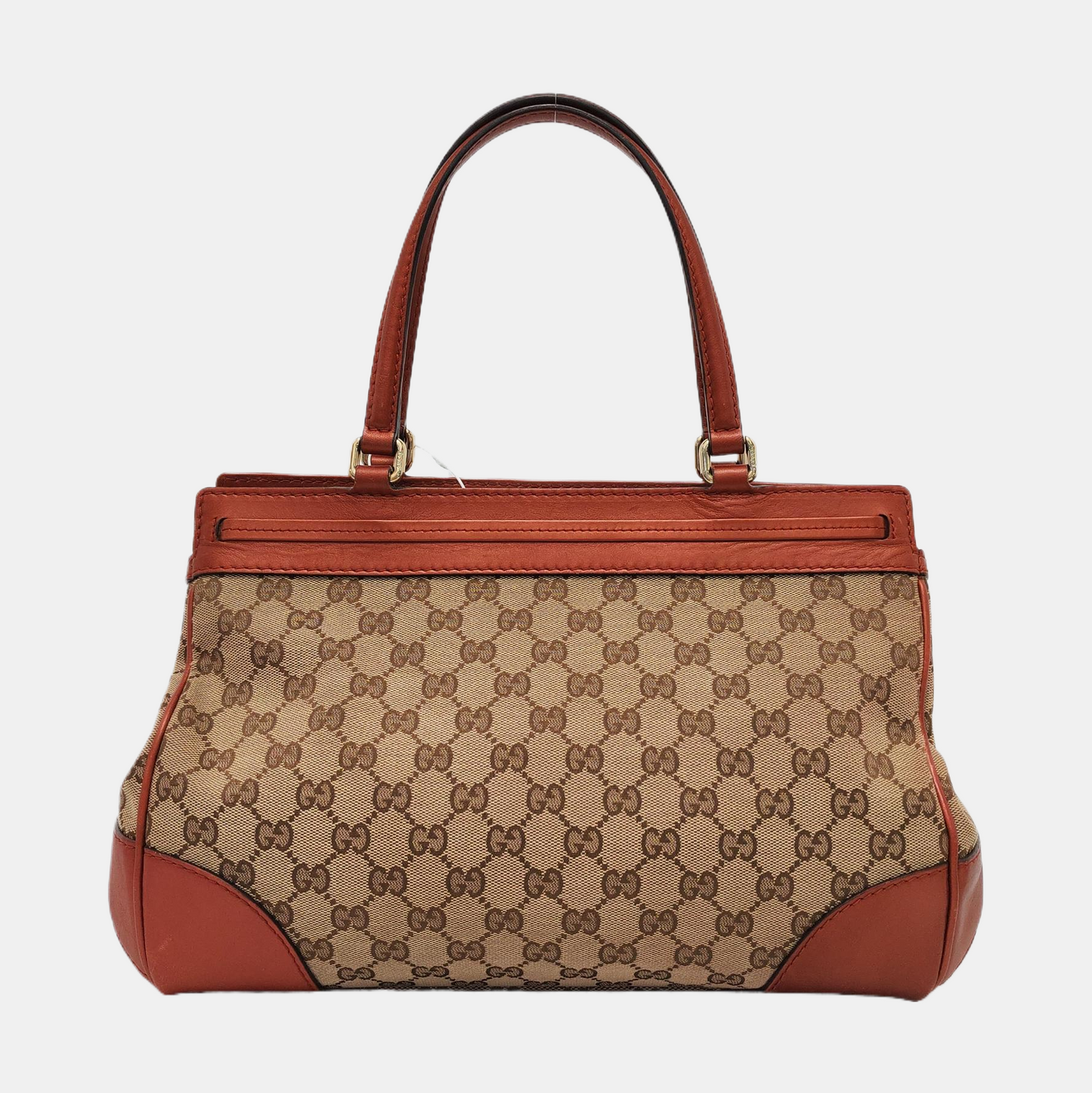 GUCCI Tote bag Khaki Coated Canvas Monogram Handbag Shoulder Bag Golden hardware-(SKU)-954695205