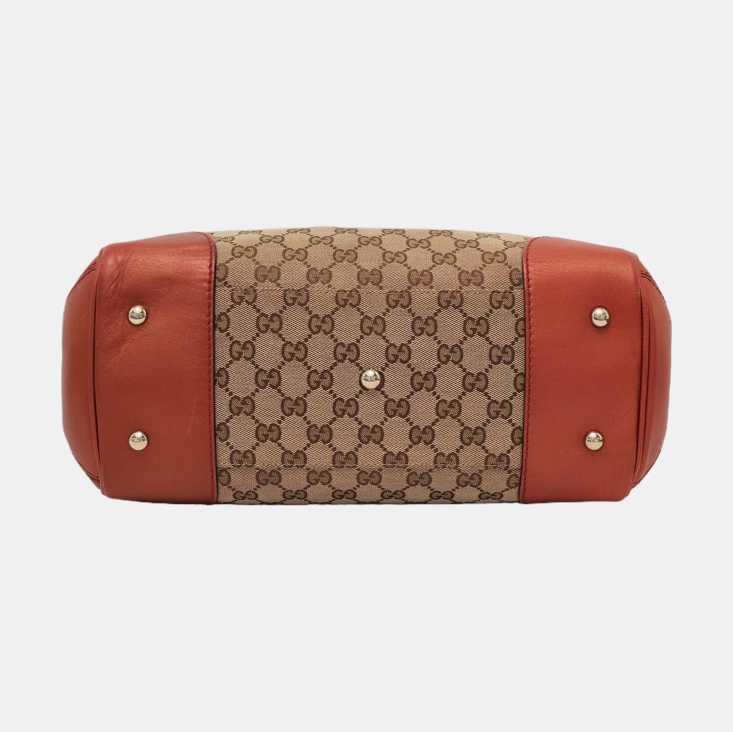 GUCCI Tote bag Khaki Coated Canvas Monogram Handbag Shoulder Bag Golden hardware-(SKU)-954695205