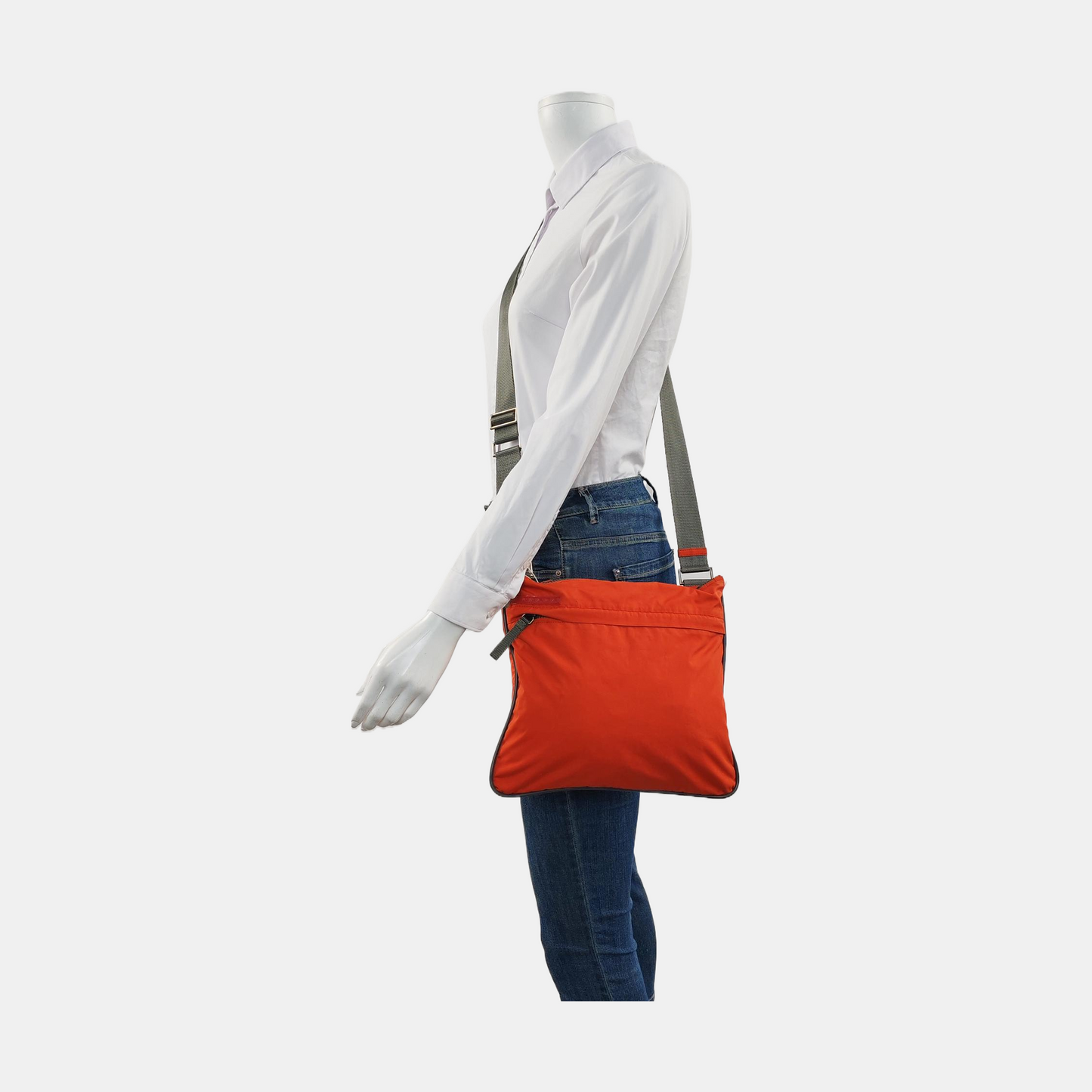 PRADA Orange Nylon Shoulder Bag Silver Hardware-(SKU)-954860034