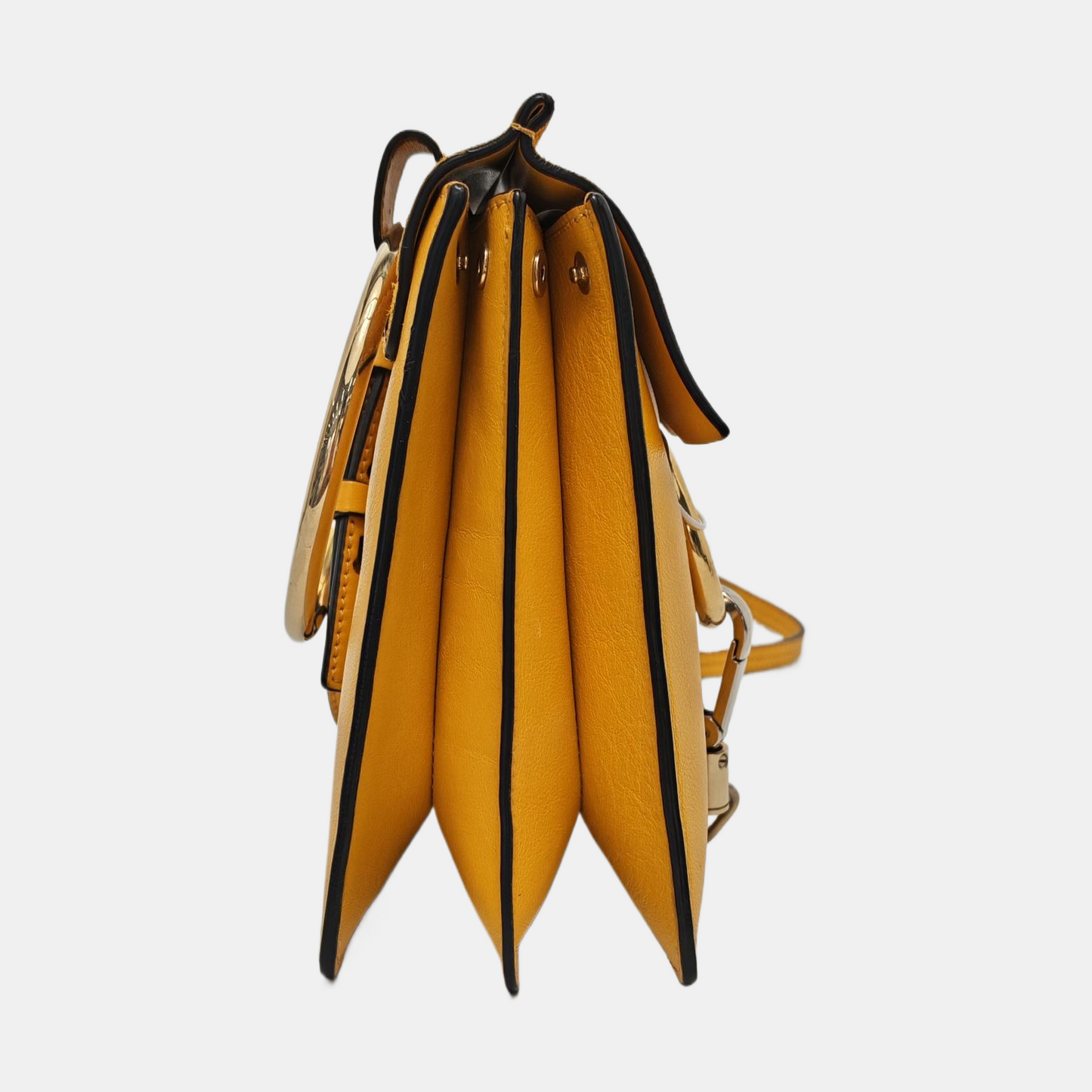 Chloé Faye Small size Yellow Leather Single Shoulder Bag Crossbody Bag Handbag Golden hardware Removable shoulder strap-(SKU)-954686594