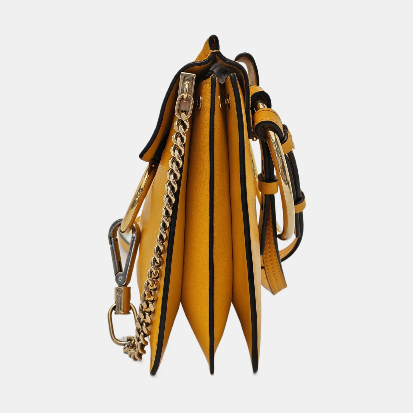 Chloé Faye Small size Yellow Leather Single Shoulder Bag Crossbody Bag Handbag Golden hardware Removable shoulder strap-(SKU)-954686594