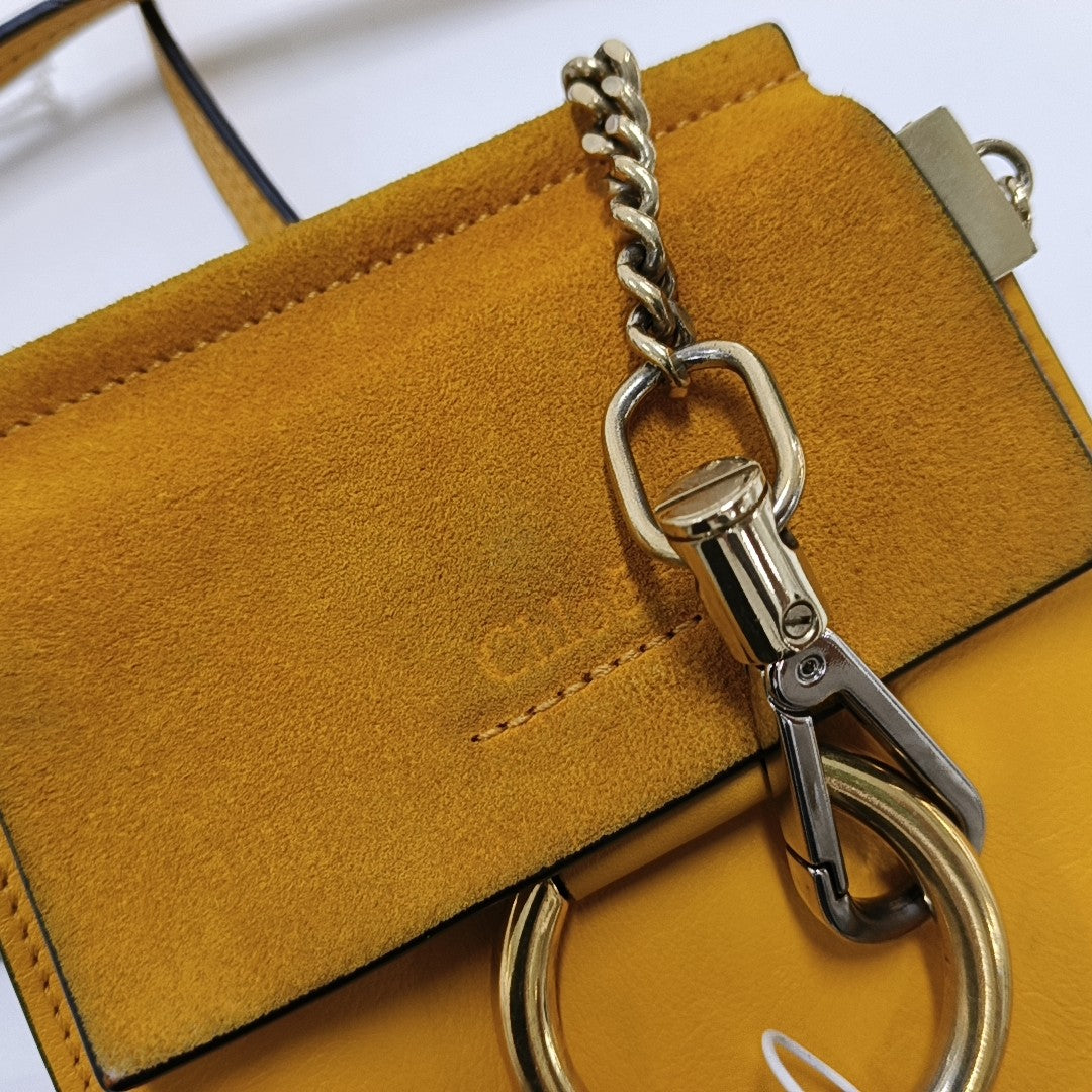 Chloé Faye Small size Yellow Leather Single Shoulder Bag Crossbody Bag Handbag Golden hardware Removable shoulder strap-(SKU)-954686594
