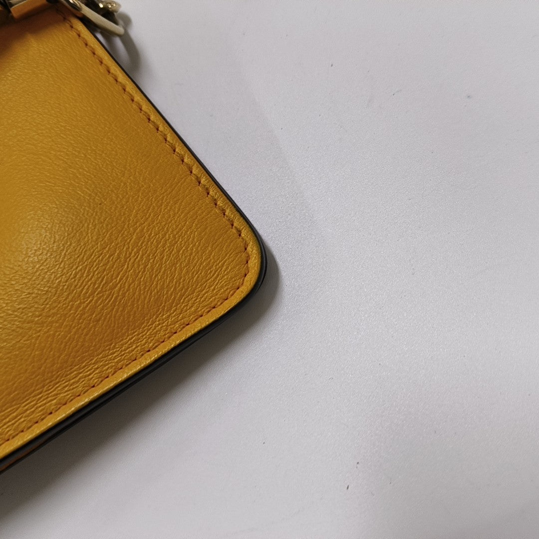 Chloé Faye Small size Yellow Leather Single Shoulder Bag Crossbody Bag Handbag Golden hardware Removable shoulder strap-(SKU)-954686594