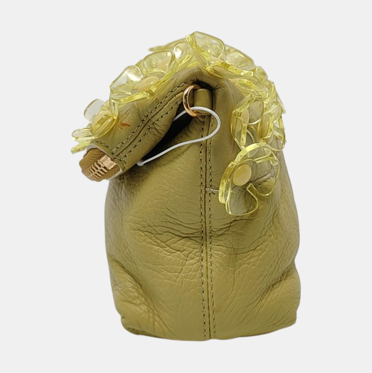 BURBERRY Yellow Green Leather Studs Embellished Shoulder Bag Crossbody Golden hardware Removable shoulder strap-(SKU)-954809975