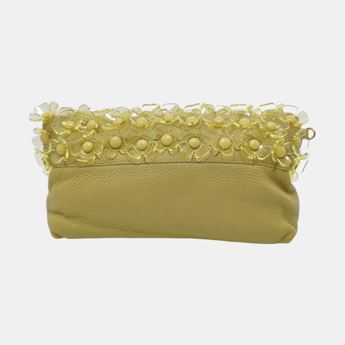 BURBERRY Yellow Green Leather Studs Embellished Shoulder Bag Crossbody Golden hardware Removable shoulder strap-(SKU)-954809975