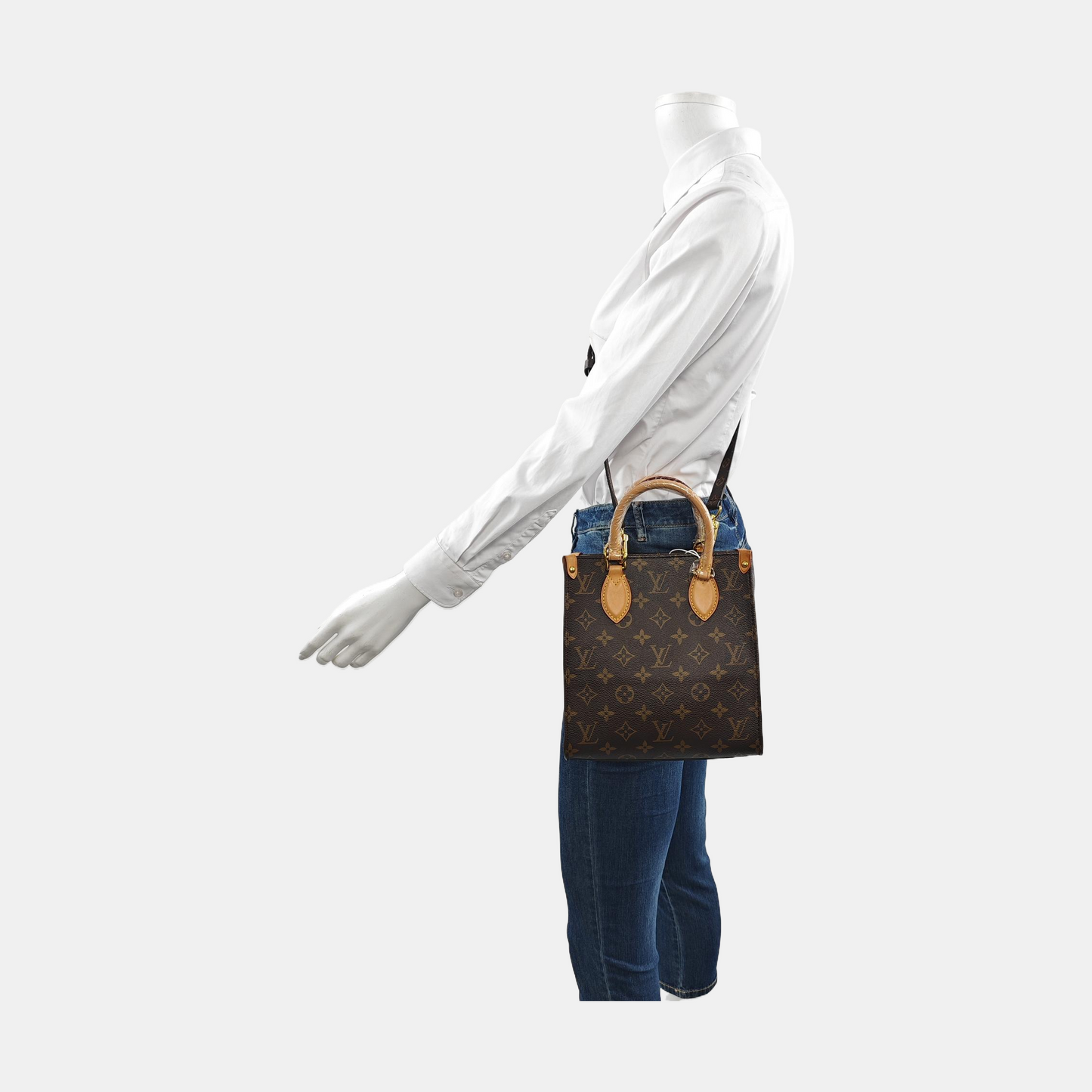 LOUIS VUITTON SAC PLAT BB Brown Coated Canvas Monogram Notepad Bag Crossbody Shoulder Bag Sling Bag Golden Hardware Removable Strap-(SKU)-954740431