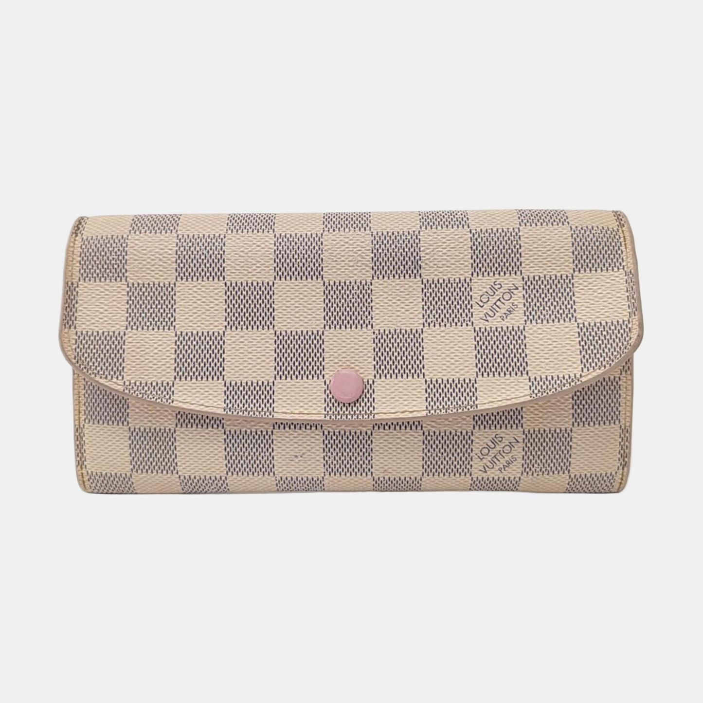 LOUIS VUITTON EMILIE White Coated Canvas Checkered Wallet Golden hardware-(SKU)-954698850