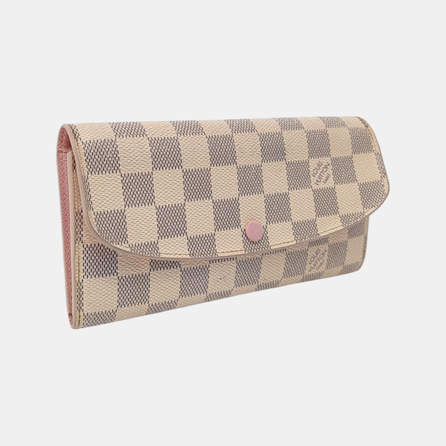 LOUIS VUITTON EMILIE White Coated Canvas Checkered Wallet Golden hardware-(SKU)-954698850