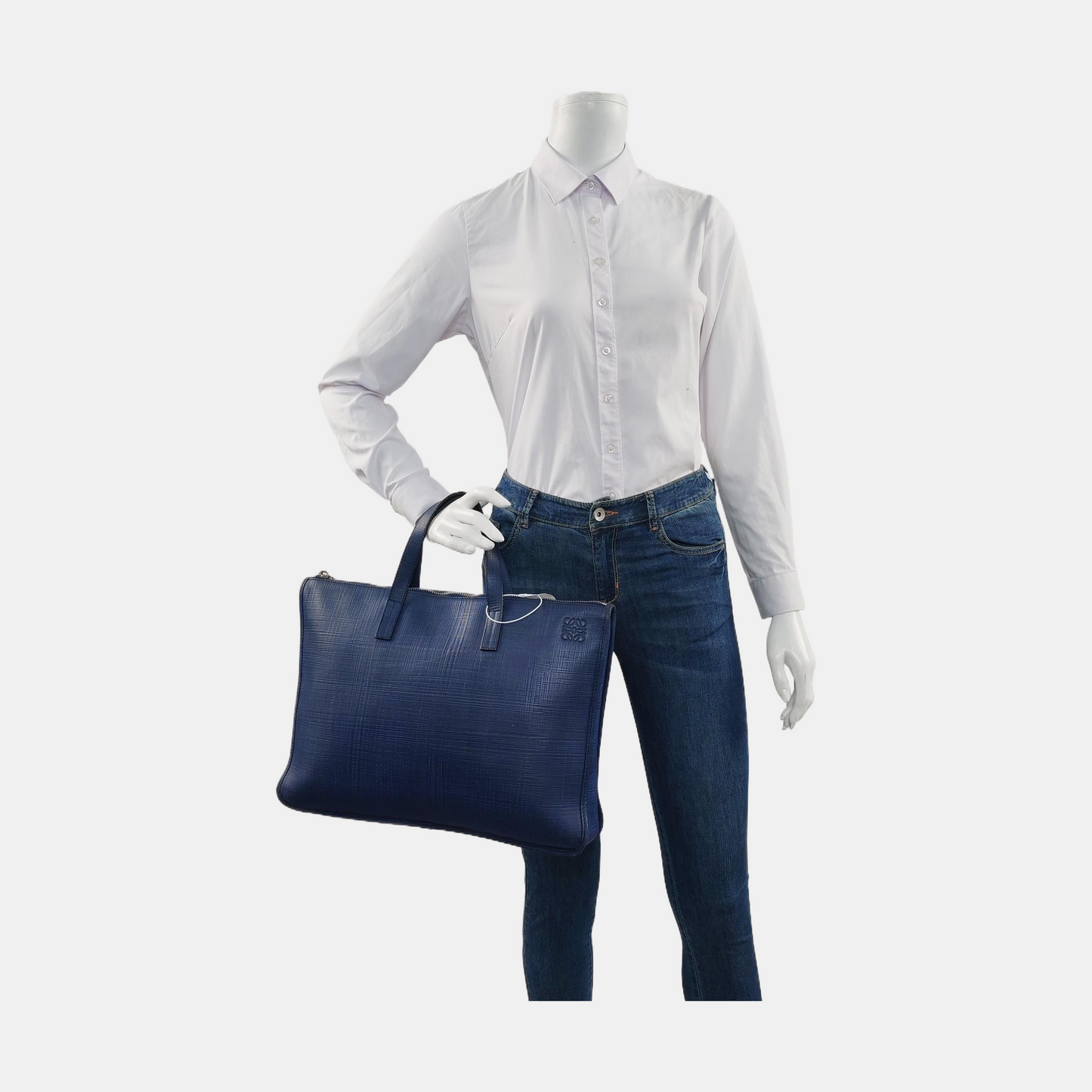 LOEWE Toledo Dark Blue Leather Handbag Silver Hardware-(SKU)-954767184