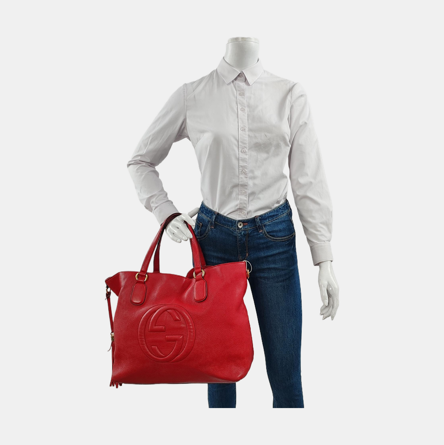 GUCCI Tote bag Red Cowhide Fringe Tote Bag Single Shoulder Bag Golden hardware-(SKU)-954793902