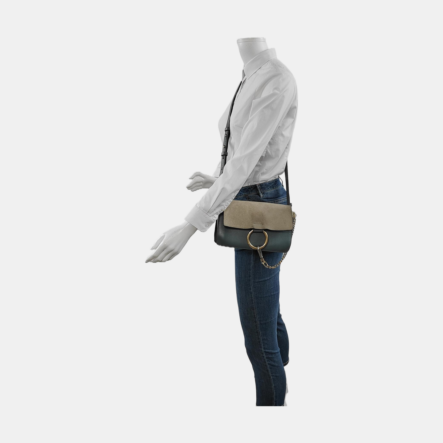 Chloé Faye Small size Haze Blue Calfskin Single Shoulder Bag Crossbody Bag Golden hardware-(SKU)-949108541