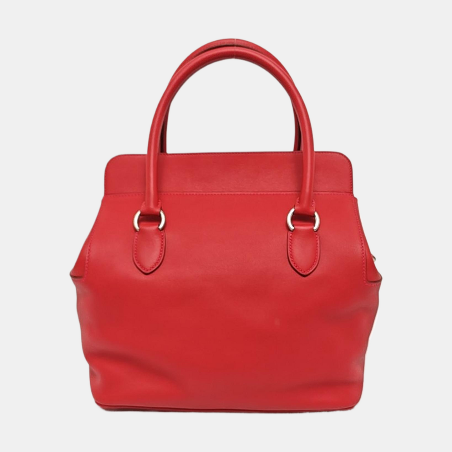 HERMÈS Toolbox 26 Peony Red Evercolor Leather Shoulder Bag with Silver Hardware, T Clasp, Detachable Strap-(SKU)-954919312