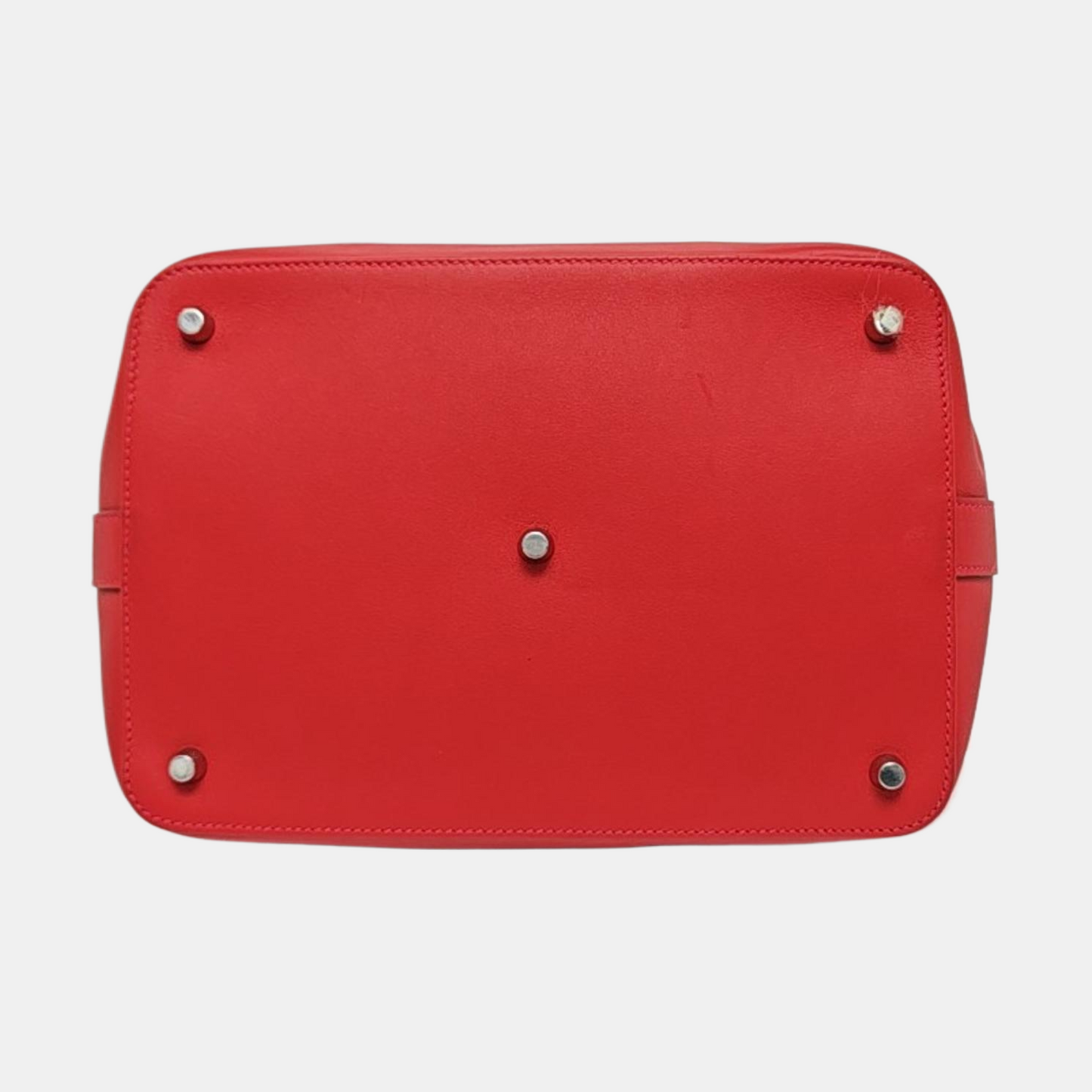 HERMÈS Toolbox 26 Peony Red Evercolor Leather Shoulder Bag with Silver Hardware, T Clasp, Detachable Strap-(SKU)-954919312