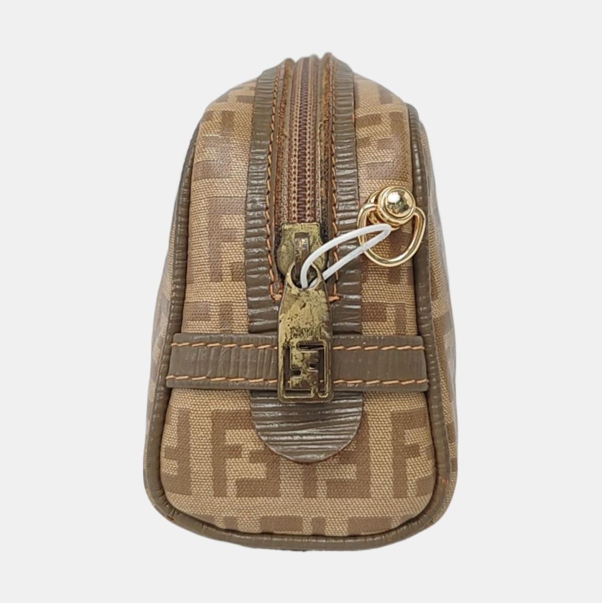 FENDI 棕色涂层帆布双F手拿包 Golden hardware-(SKU)-954837981