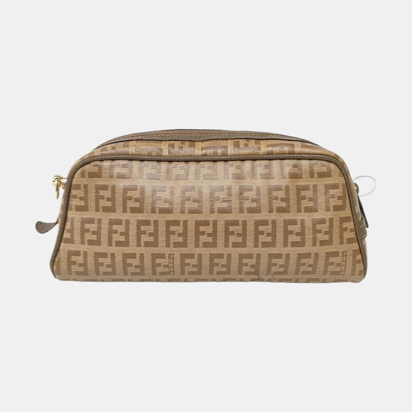 FENDI 棕色涂层帆布双F手拿包 Golden hardware-(SKU)-954837981