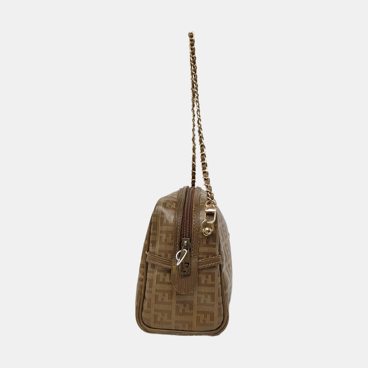 FENDI 棕色涂层帆布双F手拿包 Golden hardware-(SKU)-954838051