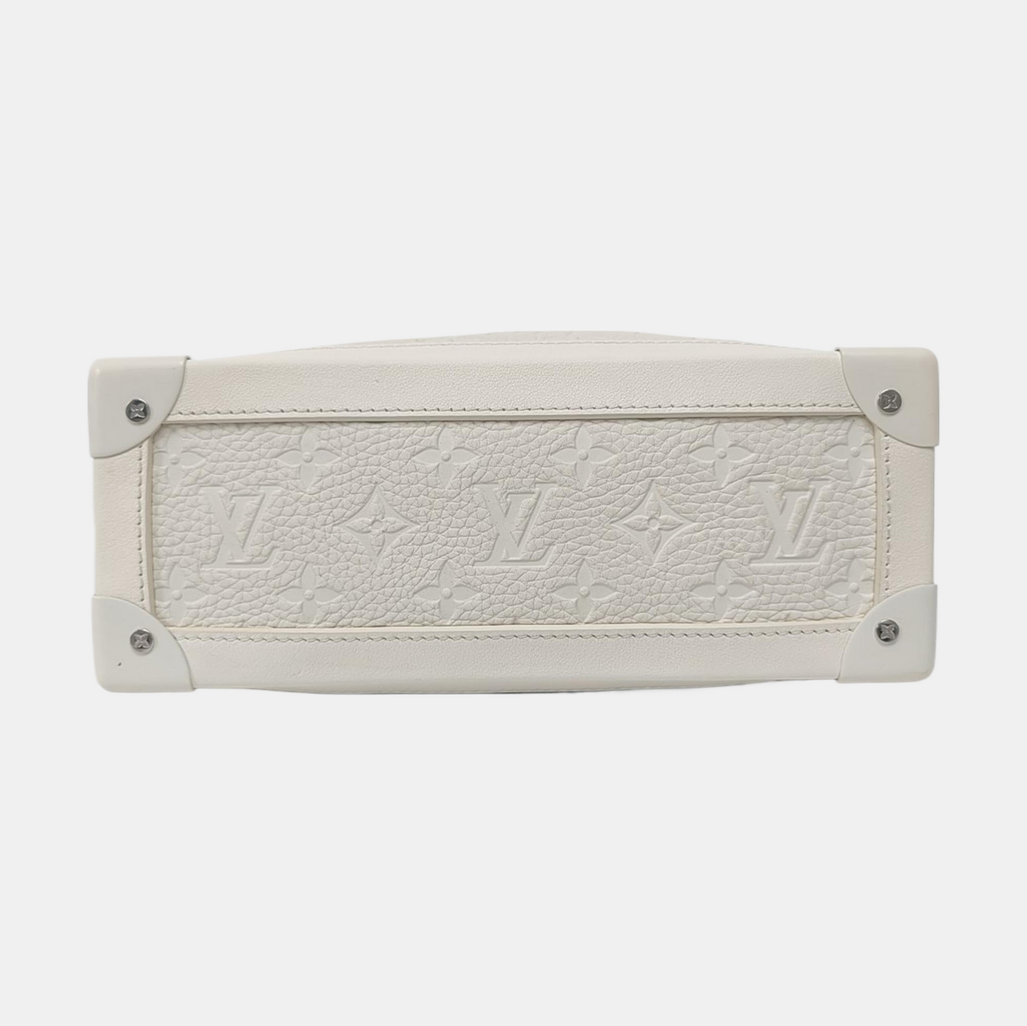 LOUIS VUITTON SOFT TRUNK White Cowhide Monogram Embossed Crossbody Bag Handbag Shoulder Bag White Hardware-(SKU)-955121168