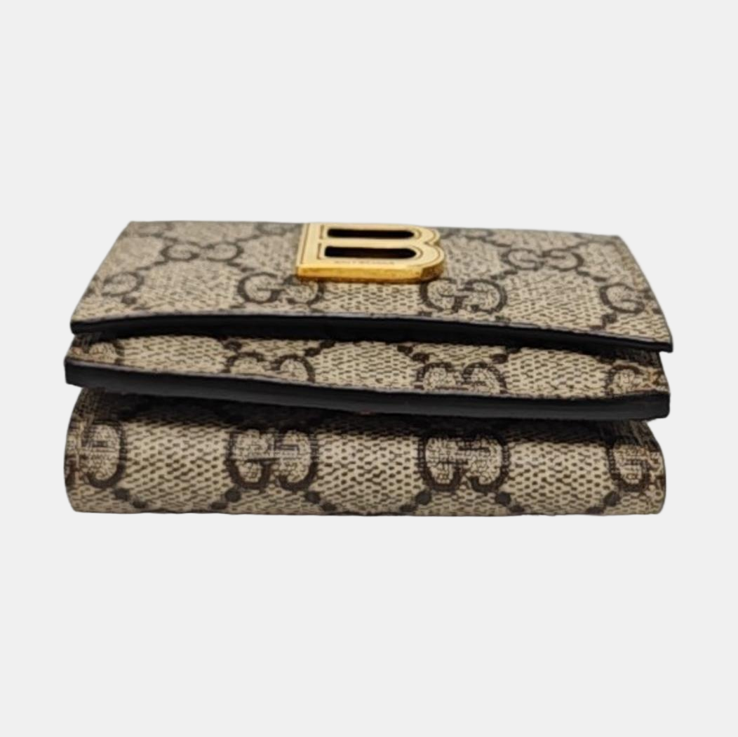 GUCCI The Hacker Project Beige Canvas Monogram Money Wallet Golden hardware-(SKU)-955112285