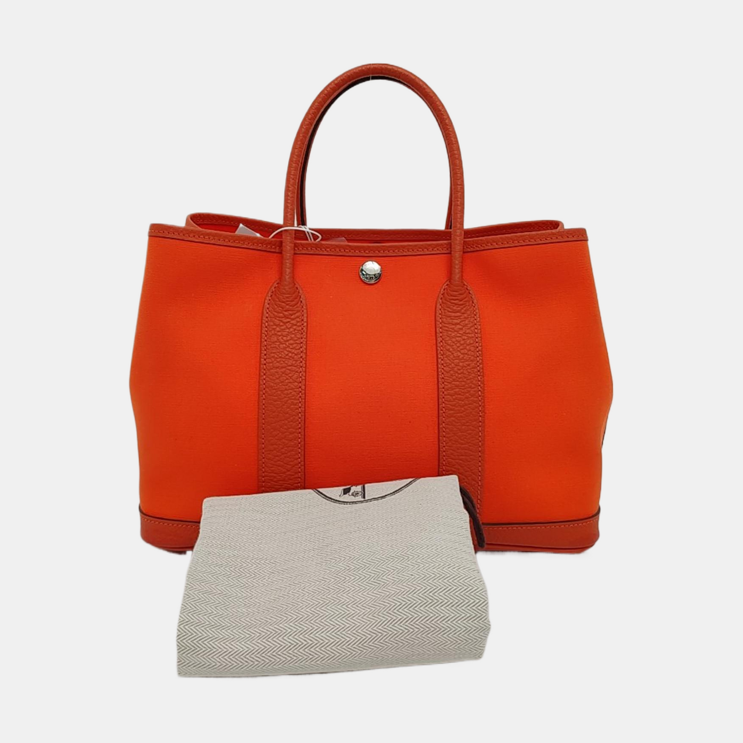 HERMÈS Garden Party 30 Geranium Red Canvas Garden Bag Tote Bag Silver Hardware D-(SKU)-954902323