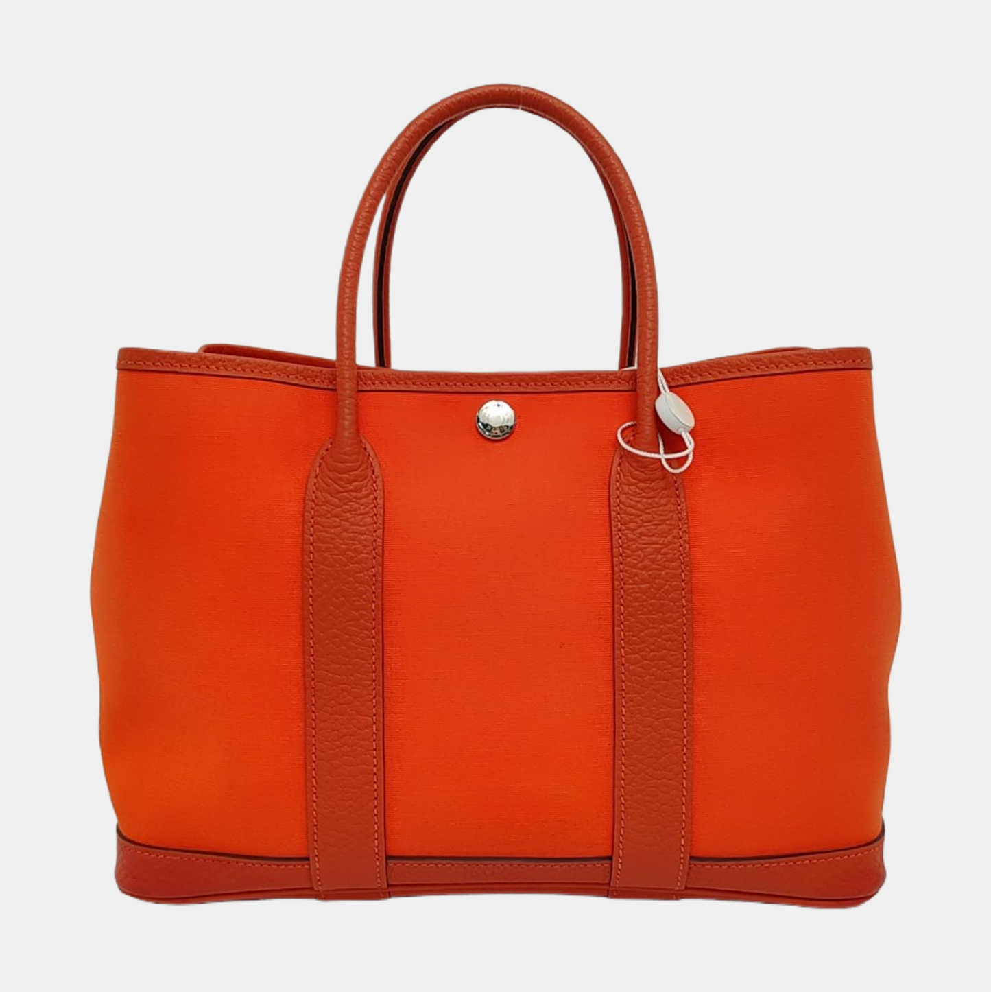 HERMÈS Garden Party 30 Geranium Red Canvas Garden Bag Tote Bag Silver Hardware D-(SKU)-954902323