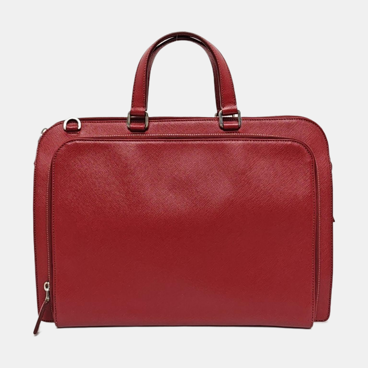 PRADA Red Cowhide Tote Bag Silver Hardware-(SKU)-954933238