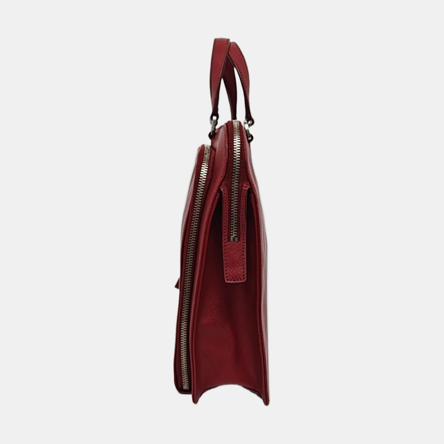 PRADA Red Cowhide Tote Bag Silver Hardware-(SKU)-954933238