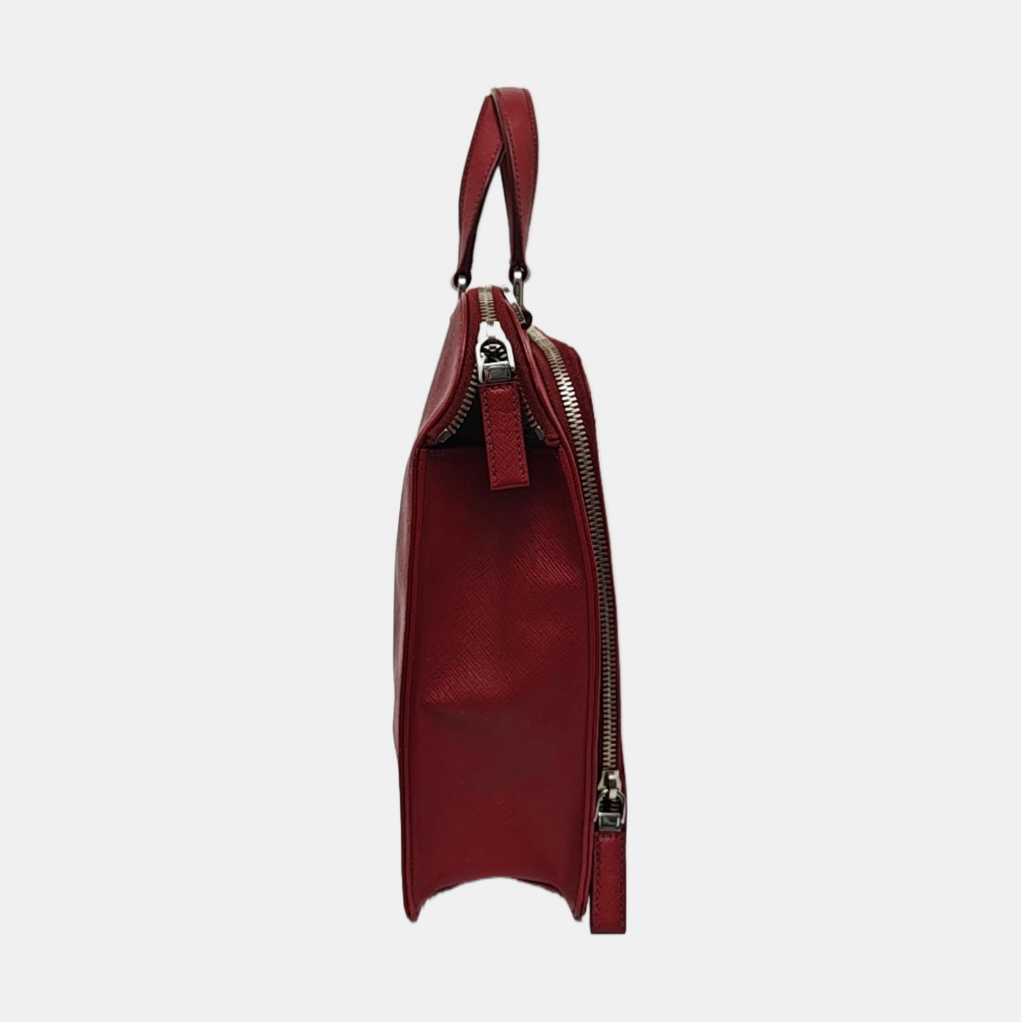 PRADA Red Cowhide Tote Bag Silver Hardware-(SKU)-954933238
