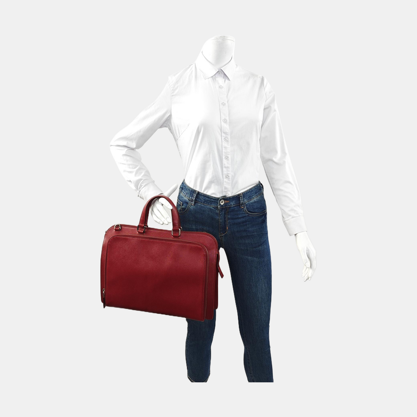 PRADA Red Cowhide Tote Bag Silver Hardware-(SKU)-954933238