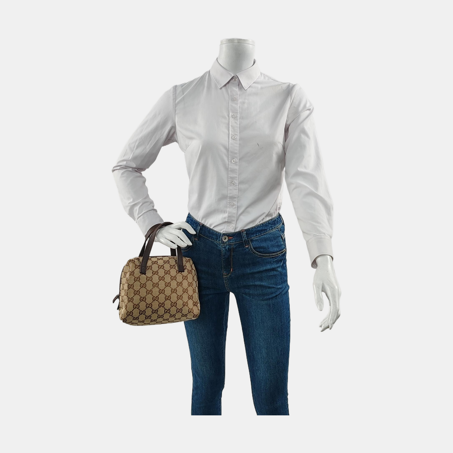 GUCCI Brown Canvas Monogrammed Tote Bag Golden hardware-(SKU)-946191462