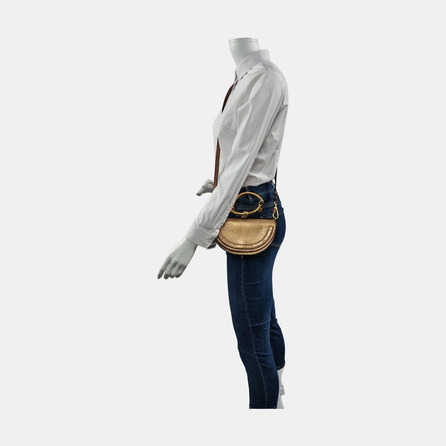 Chloé Nile Golden Cowhide Crossbody Single Shoulder Bag Handbag Golden hardware Removable shoulder strap-(SKU)-954874454