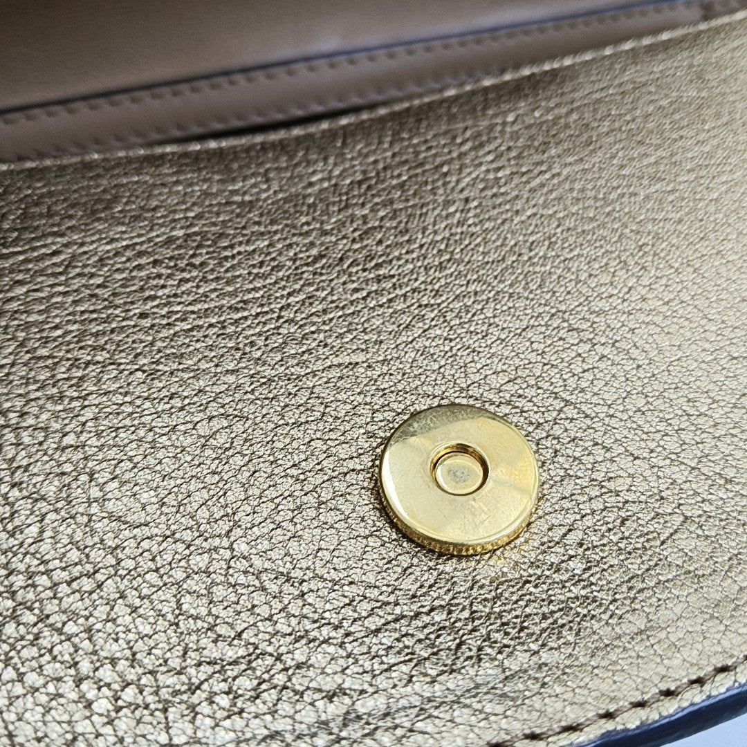 Chloé Nile Golden Cowhide Crossbody Single Shoulder Bag Handbag Golden hardware Removable shoulder strap-(SKU)-954874454