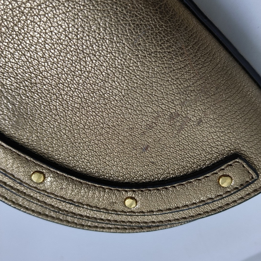 Chloé Nile Golden Cowhide Crossbody Single Shoulder Bag Handbag Golden hardware Removable shoulder strap-(SKU)-954874454