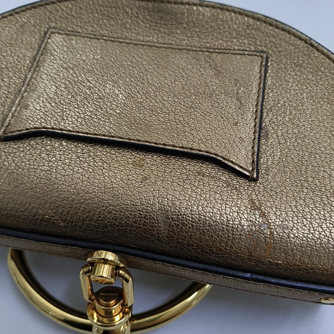Chloé Nile Golden Cowhide Crossbody Single Shoulder Bag Handbag Golden hardware Removable shoulder strap-(SKU)-954874454