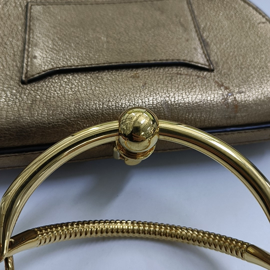 Chloé Nile Golden Cowhide Crossbody Single Shoulder Bag Handbag Golden hardware Removable shoulder strap-(SKU)-954874454