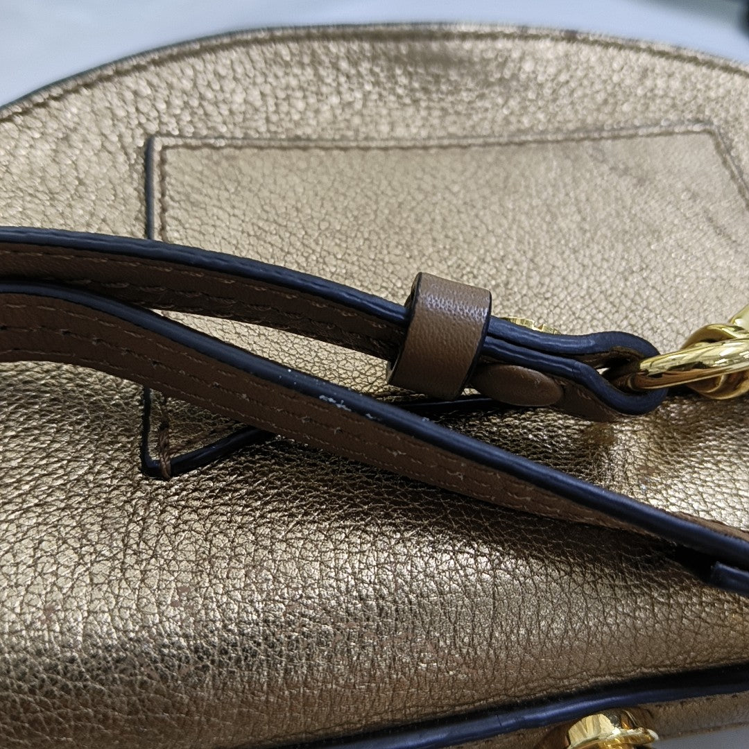 Chloé Nile Golden Cowhide Crossbody Single Shoulder Bag Handbag Golden hardware Removable shoulder strap-(SKU)-954874454