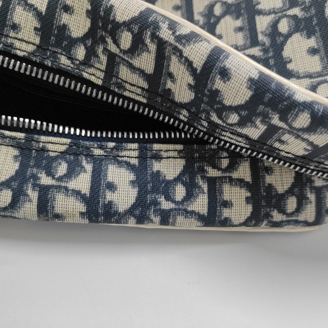 DIOR Rasta Blue Coated Canvas Monogram Crossbody Tote Shoulder Bag Silver Hardware-(SKU)-954926887