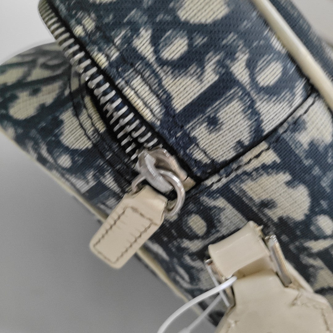 DIOR Rasta Blue Coated Canvas Monogram Crossbody Tote Shoulder Bag Silver Hardware-(SKU)-954926887
