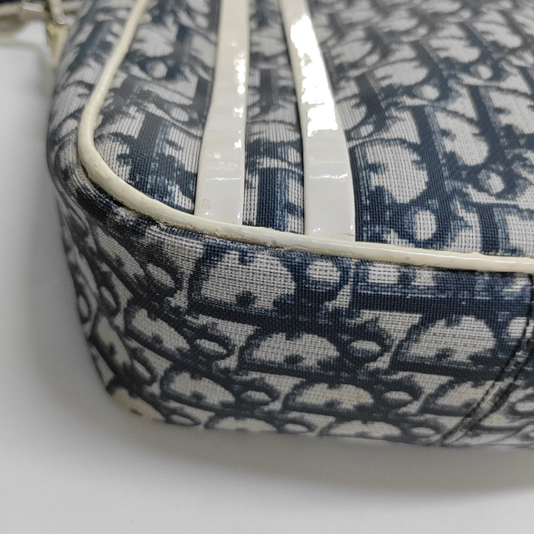 DIOR Rasta Blue Coated Canvas Monogram Crossbody Tote Shoulder Bag Silver Hardware-(SKU)-954926887