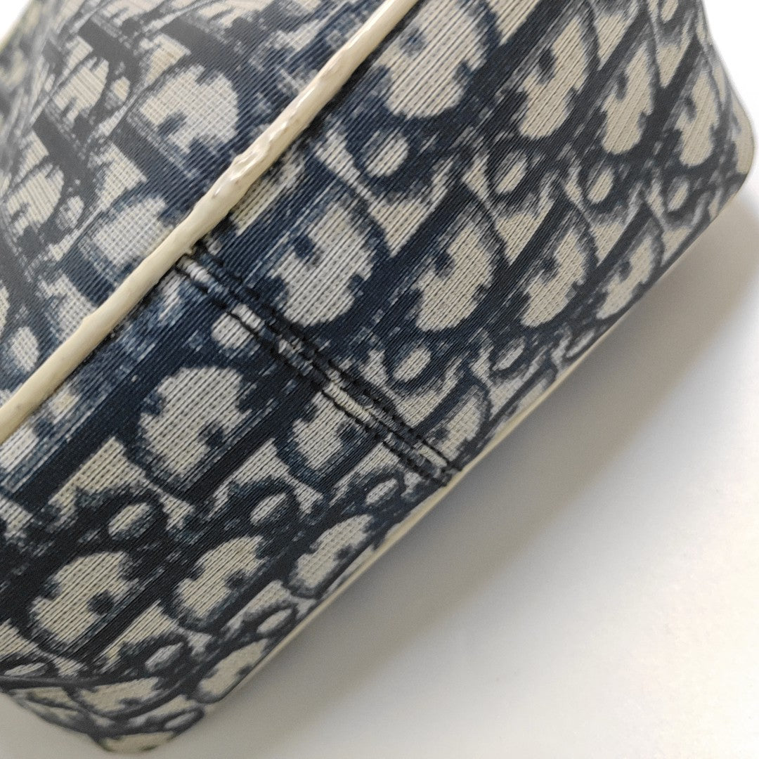 DIOR Rasta Blue Coated Canvas Monogram Crossbody Tote Shoulder Bag Silver Hardware-(SKU)-954926887