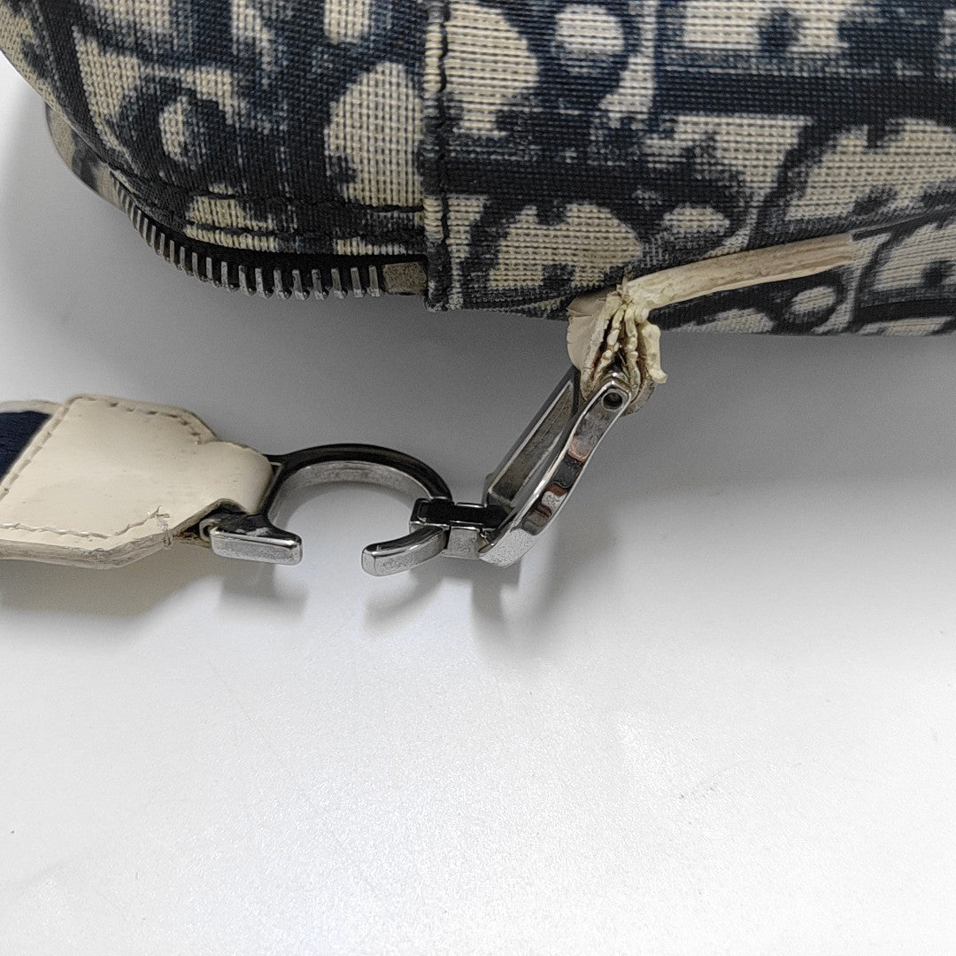 DIOR Rasta Blue Coated Canvas Monogram Crossbody Tote Shoulder Bag Silver Hardware-(SKU)-954926887