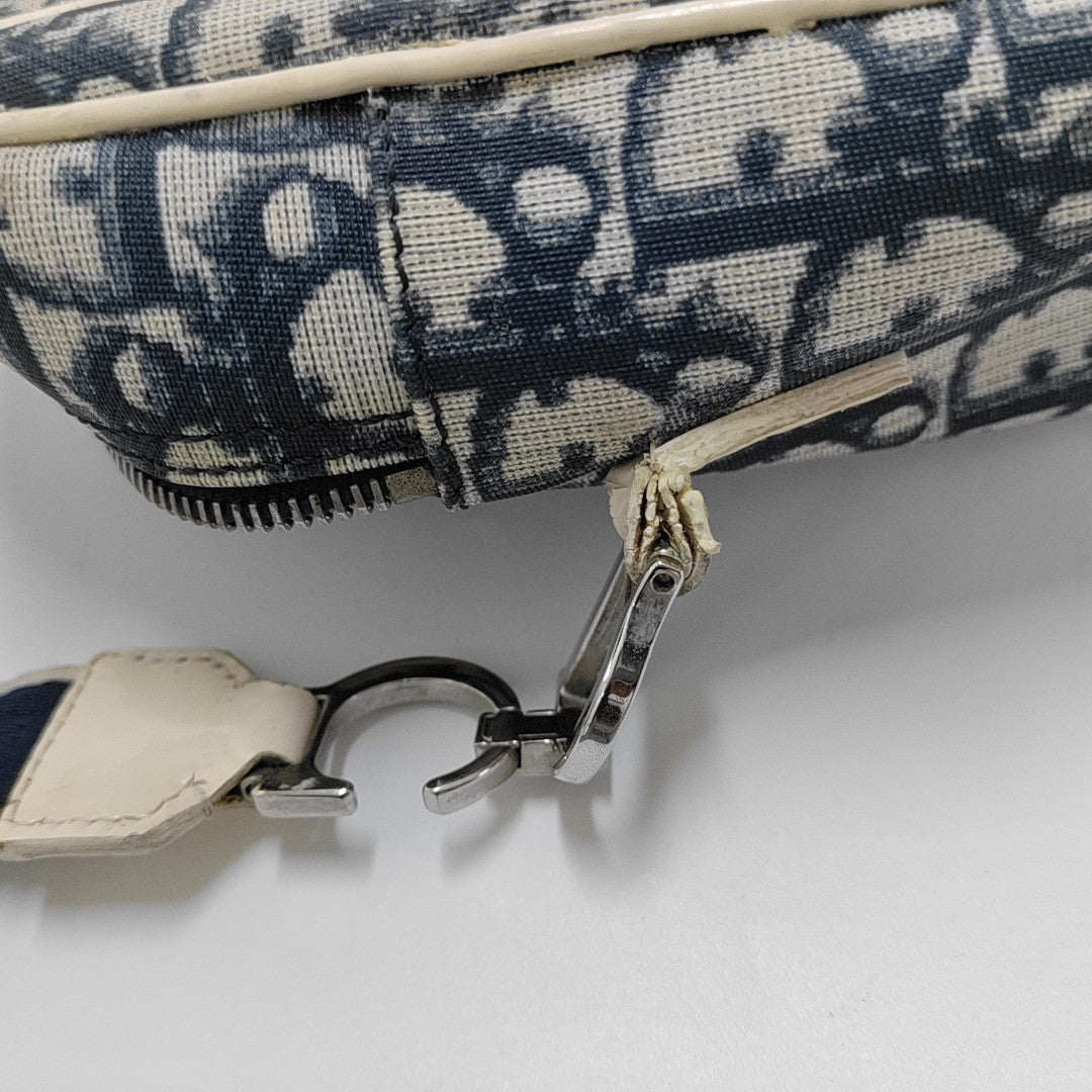 DIOR Rasta Blue Coated Canvas Monogram Crossbody Tote Shoulder Bag Silver Hardware-(SKU)-954926887