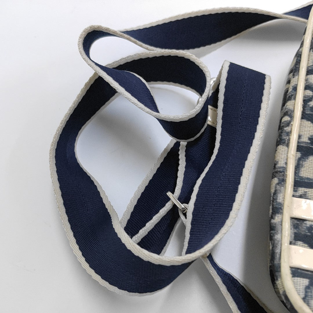 DIOR Rasta Blue Coated Canvas Monogram Crossbody Tote Shoulder Bag Silver Hardware-(SKU)-954926887