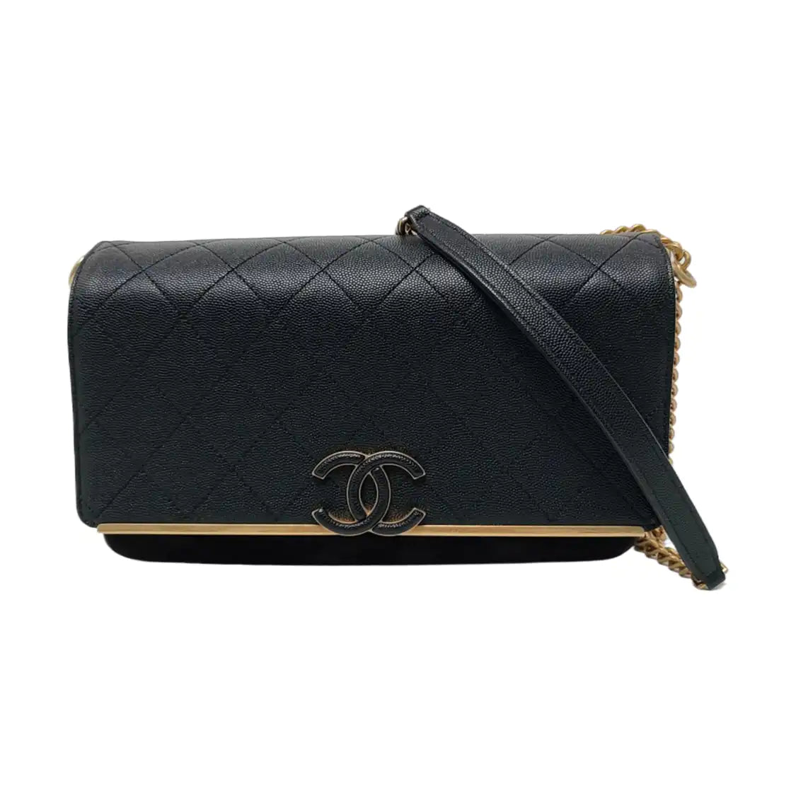 CHANEL LADY COCO Medium Black Calfskin Diamond Quilted Crossbody Bag Tote Bag Shoulder Bag Golden Hardware 26 Clasp-(SKU)-954739550