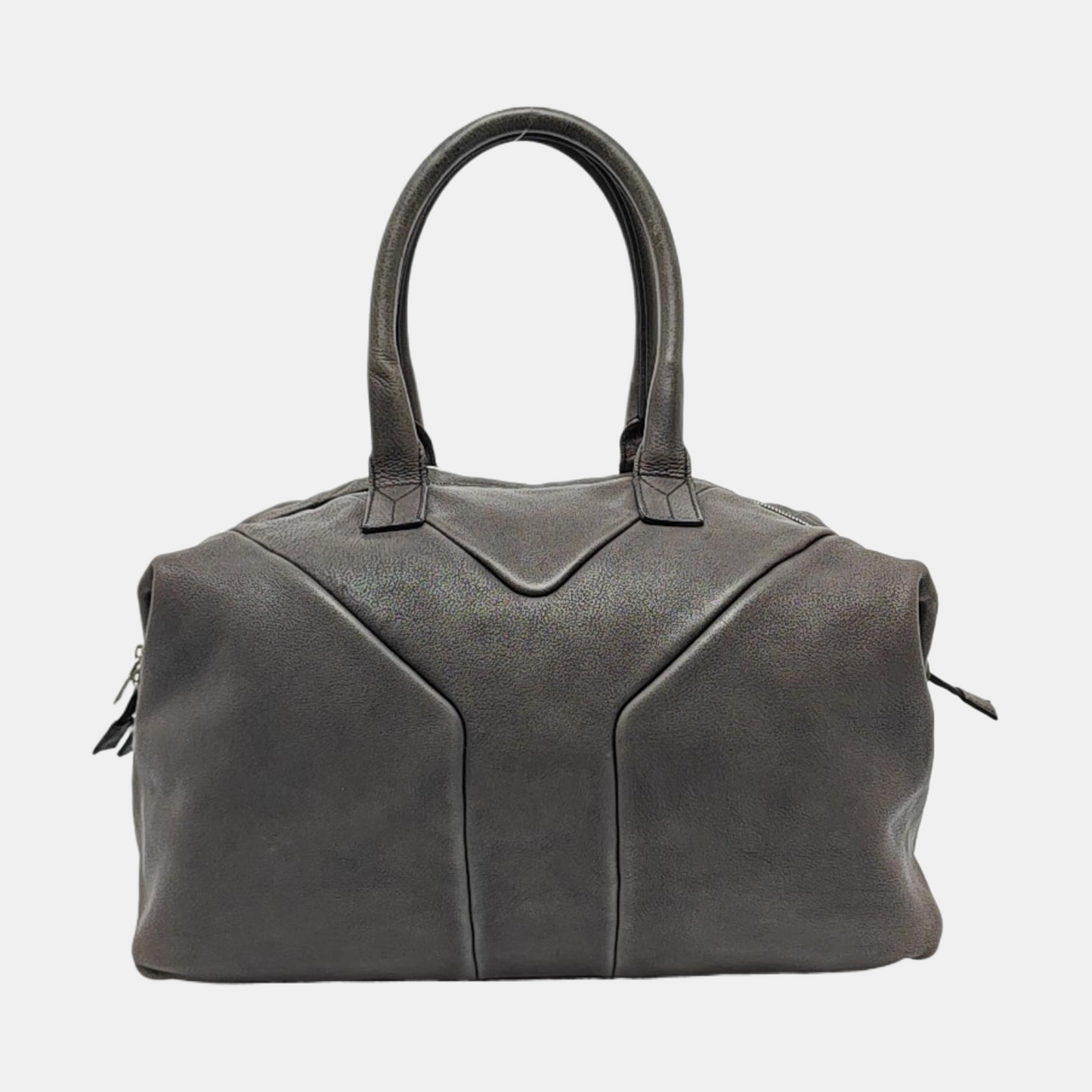 YSL EASY Medium size Dark Grey Leather Quilted Handbag Silver Hardware-(SKU)-955054552