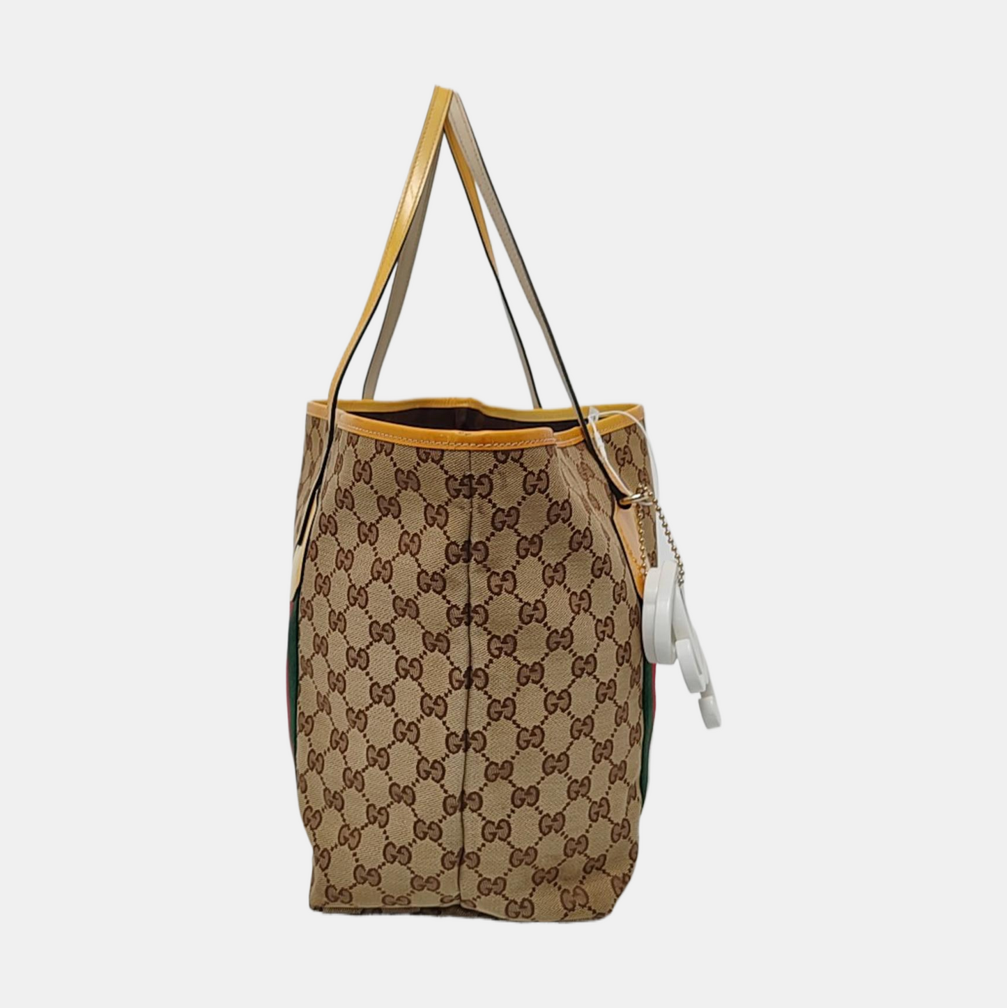 GUCCI Jolicoeur Medium size Khaki Canvas Monogrammed Striped Webbing Single Shoulder Bag Tote Bag Golden hardware-(SKU)-955054471