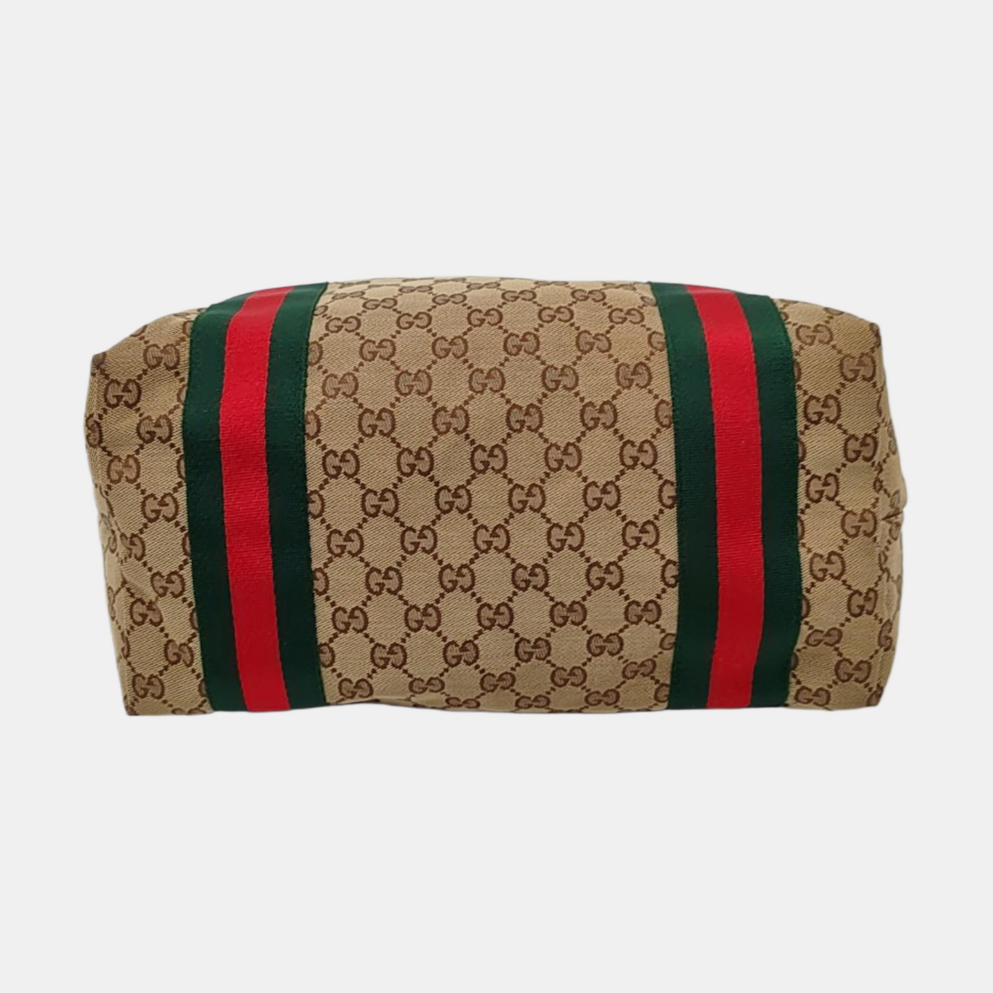 GUCCI Jolicoeur Medium size Khaki Canvas Monogrammed Striped Webbing Single Shoulder Bag Tote Bag Golden hardware-(SKU)-955054471