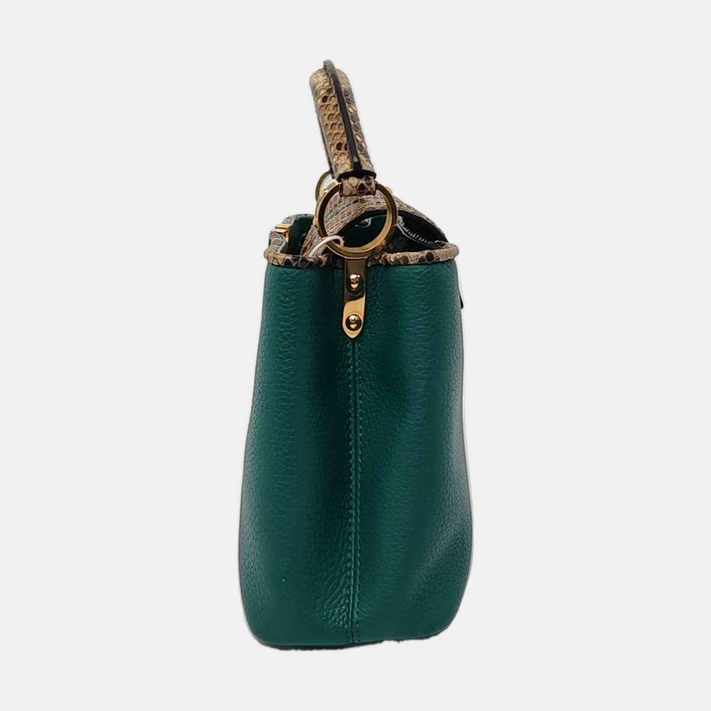 LOUIS VUITTON CAPUCINES BB Green Leather Diagonal Shoulder Bag with Detachable Strap-(SKU)-955038701