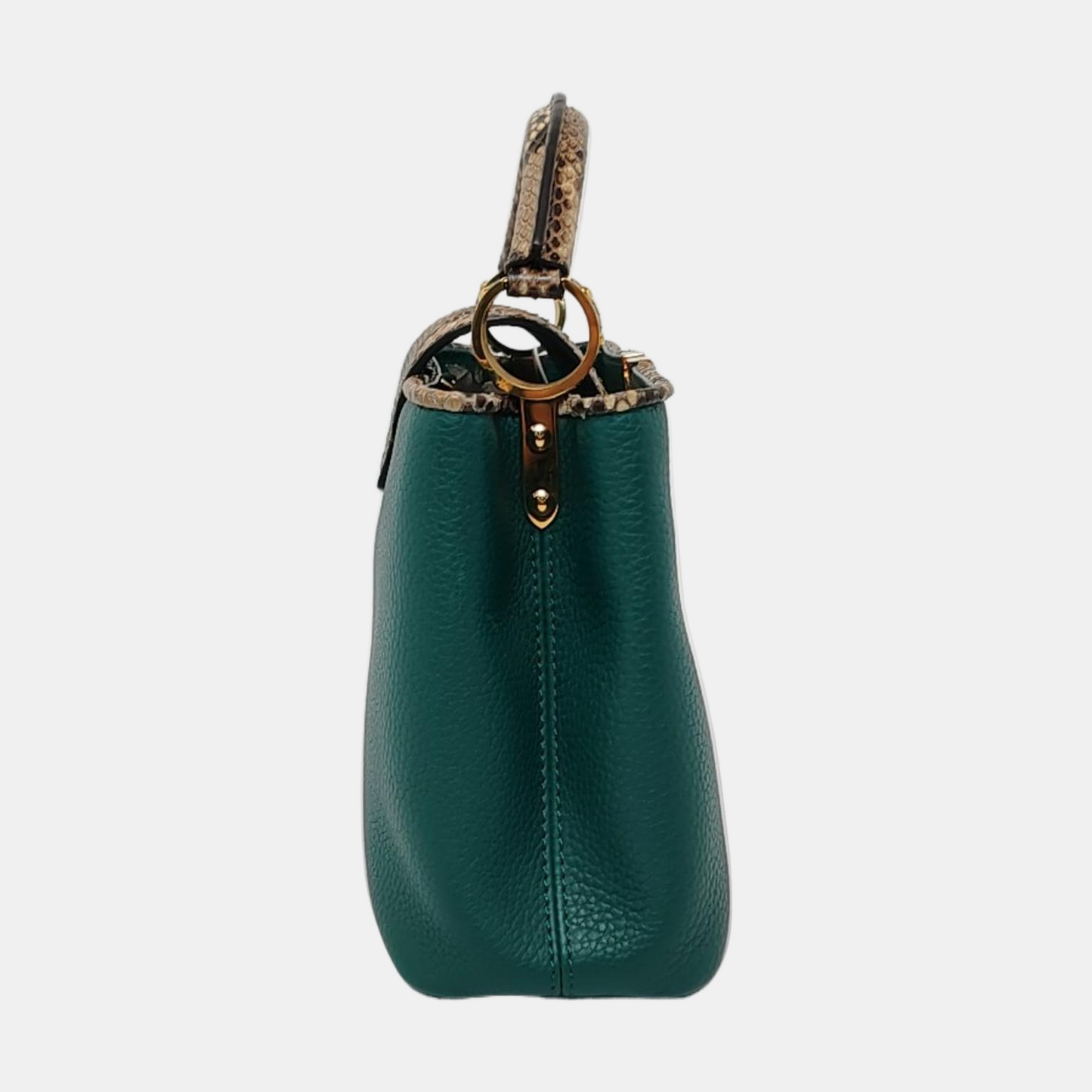 LOUIS VUITTON CAPUCINES BB Green Leather Diagonal Shoulder Bag with Detachable Strap-(SKU)-955038701