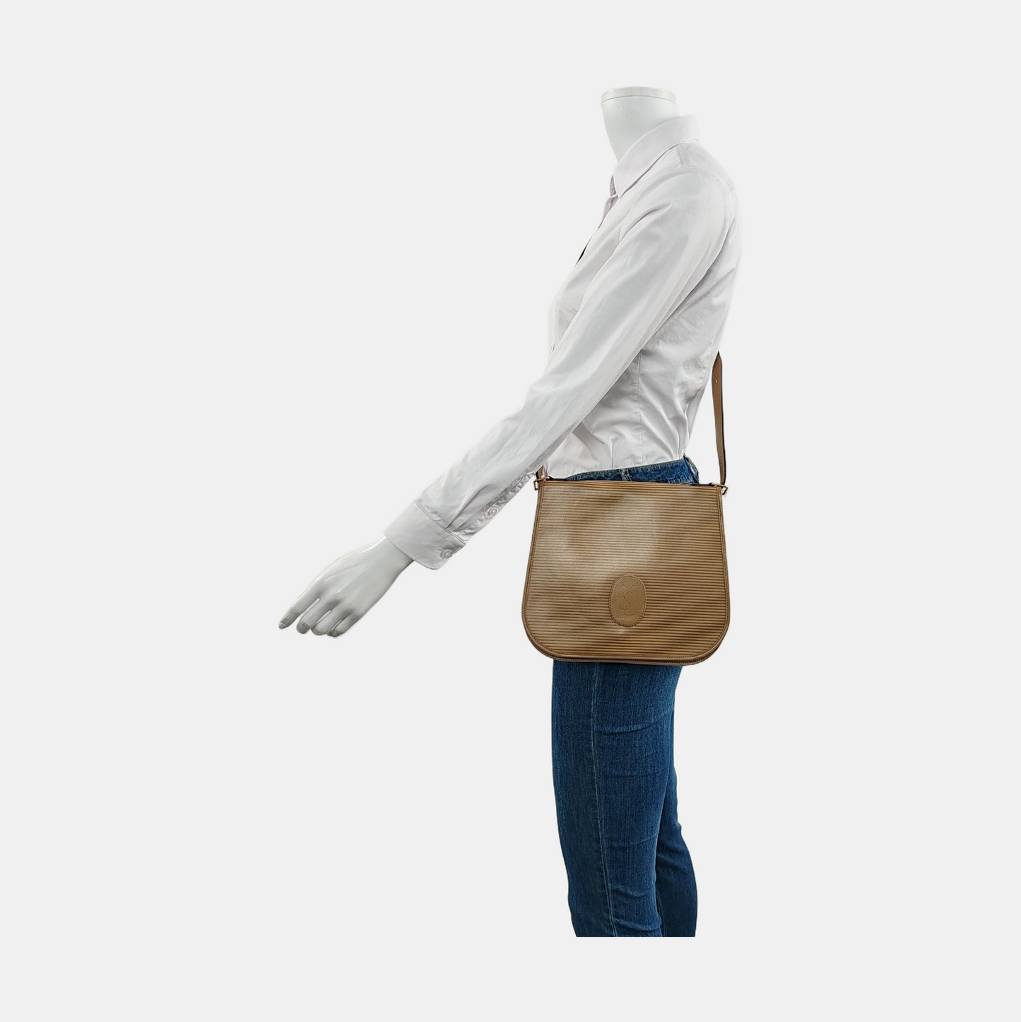 YSL Khaki Cowhide Crossbody Single Shoulder Bag Removable shoulder strap-(SKU)-955059739