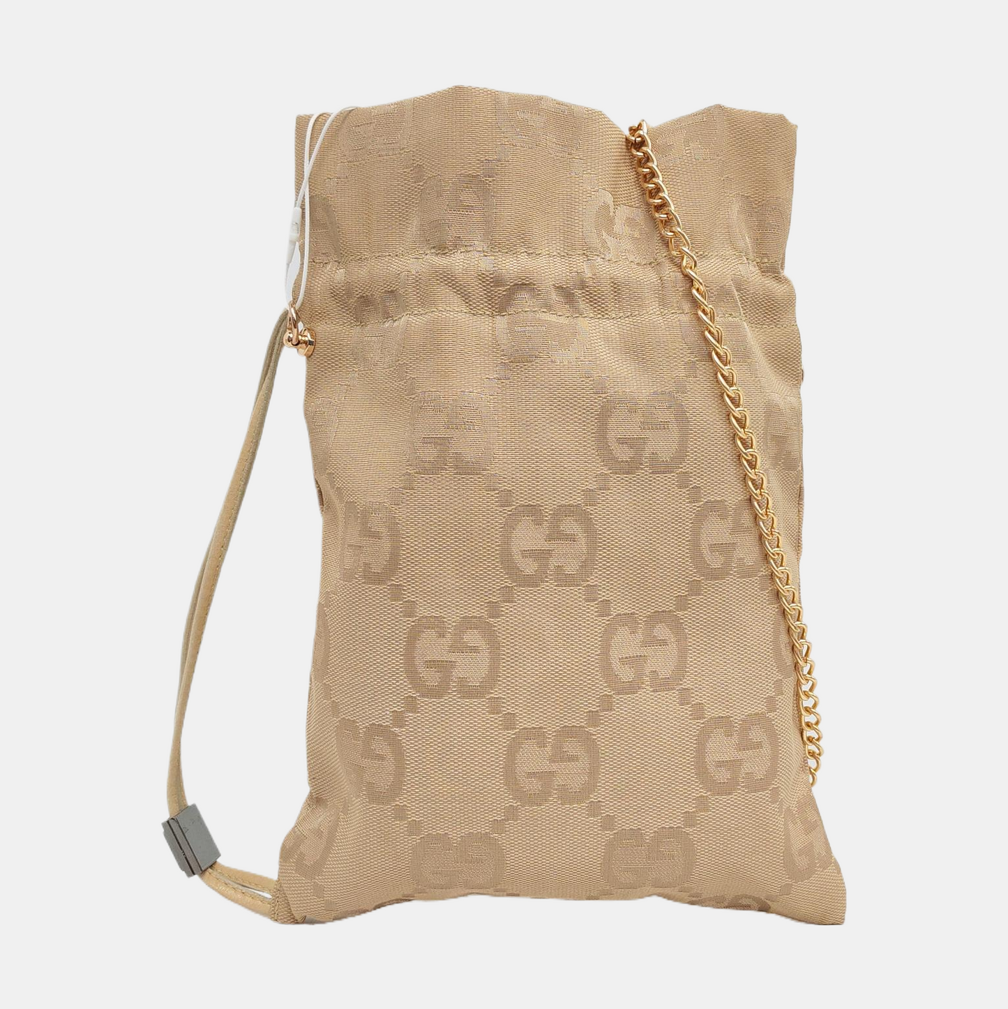 GUCCI Bucket bag Beige Canvas Monogrammed Handbag Golden Silver Hardware-(SKU)-955357697